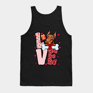 Love Doberman Pinscher Heart Dog Lover Women Valentines Day Tank Top